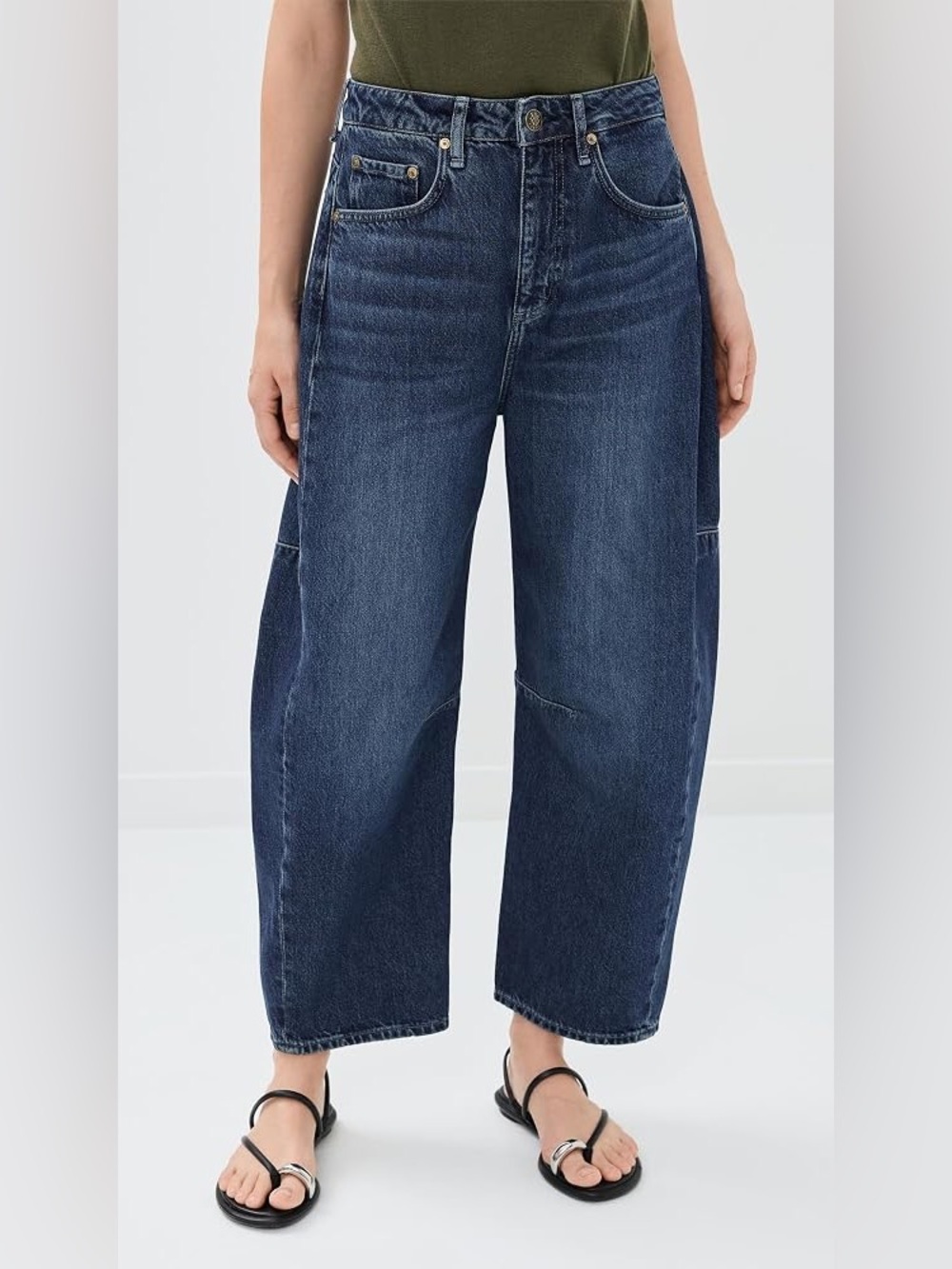 NWT RAG & BONE ($400) The Chase High Rise Barrel Leg Jeans - Grafton Colour